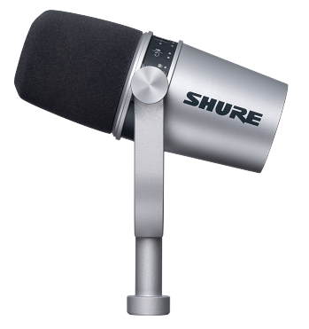 Shure MV7 Silver Side Left Standing