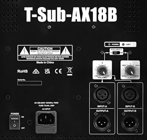 wharfedale pro t sub ax18b rear